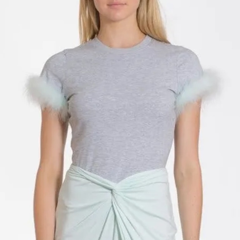 Cinq a Sept Grey shirt with feathers size Medium. Never worn